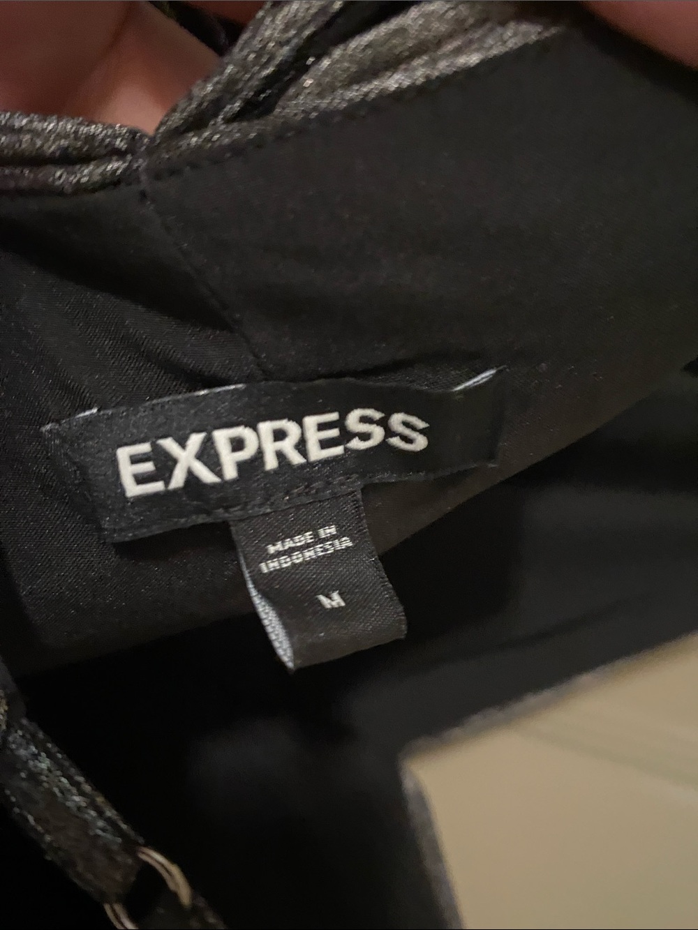 Express shiny gray and black Pleated Spaghetti Strap Mini Dress - Picture 7 of 9